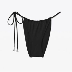 ALEXANDER WANG STRING BIKINI BOTTOM WITH CRYSTAL CHARMS BLACK